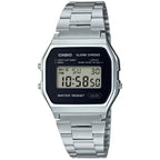 Casio Vintage A158WEA-1EF digital herrklocka med svart urtavla och armband i rostfritt stål