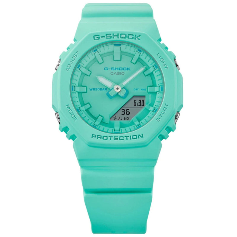 Casio G-Shock GMA-P2100-2AER ana-digi unisexklocka med turkos urtavla och armband i resin