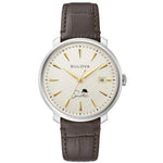 Bulova Frank Sinatra 96B359 analog herrklocka med beige urtavla och armband i läder