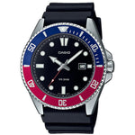 Casio Timeless MDV-107-1A3VEF analog herrklocka med svart urtavla och armband i resin