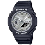 Casio G-Shock GA-2100SB-1AER analog herrklocka med silver urtavla och armband i resin