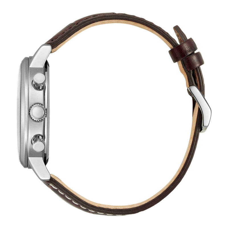 Citizen Chrono CA7061-26X analog herrklocka med beige urtavla och armband i läder