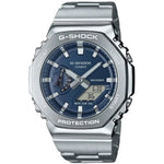 Casio G-SHOCK GM-2110D-2BER ana-digi herrklocka med blå urtavla och armband i rostfritt stål