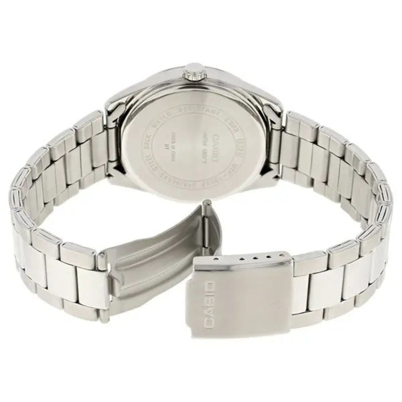 Casio Timeless MTP-1302PD-3AVEF analog herrklocka med grön urtavla och armband i rostfritt stål