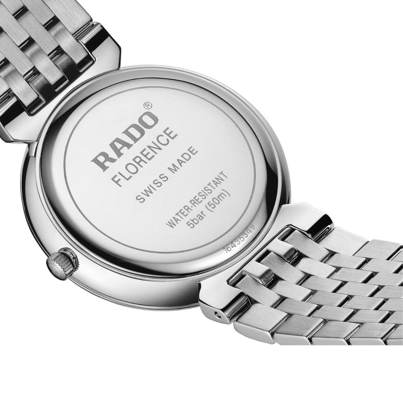 Rado Florence R48912163 analog herrklocka med svart urtavla och armband i rostfritt stål