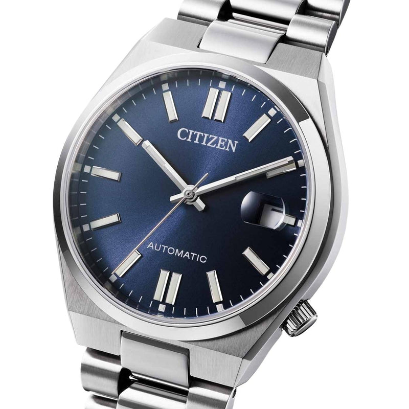 Citizen Tsuyosa NJ0200-50M analog herrklocka med blå urtavla och armband i rostfritt stål