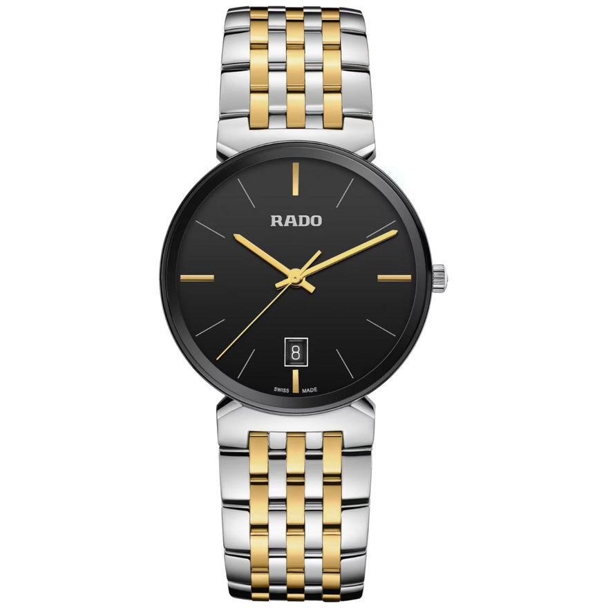 Rado Florence R48912153 analog herrklocka med svart urtavla och armband i rostfritt stål
