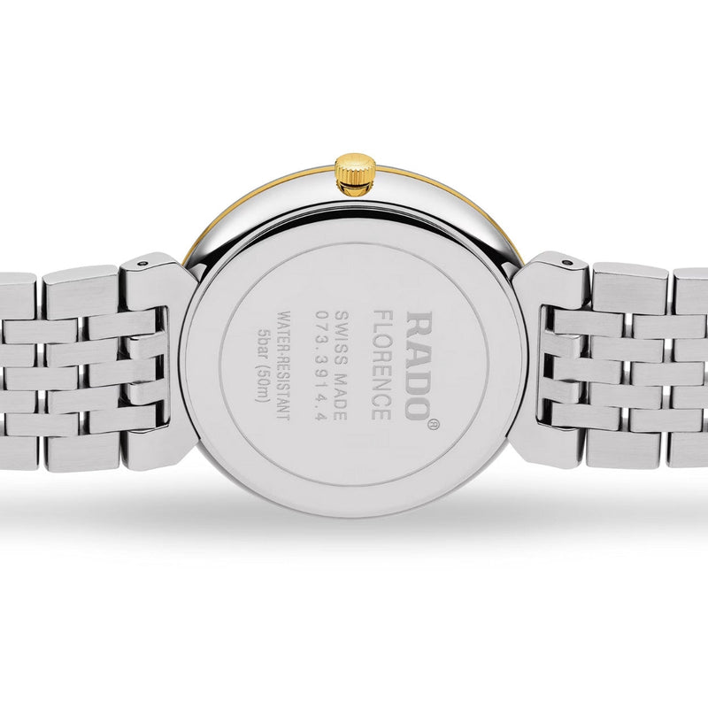 Rado Florence R48912153 analog herrklocka med svart urtavla och armband i rostfritt stål