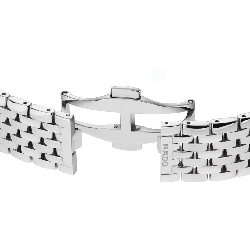 Rado Florence Diamonds R48912733 analog unisexklocka med svart urtavla och armband i rostfritt stål