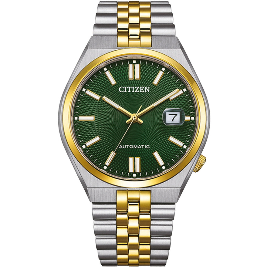Citizen Tsuyosa 60 Automatic NK0024-54X analog unisexklocka med grön urtavla och armband i rostfritt stål