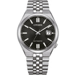 Citizen Tsuyosa 60 Collection NK0020-55E analog unisexklocka med svart urtavla och armband i rostfritt stål