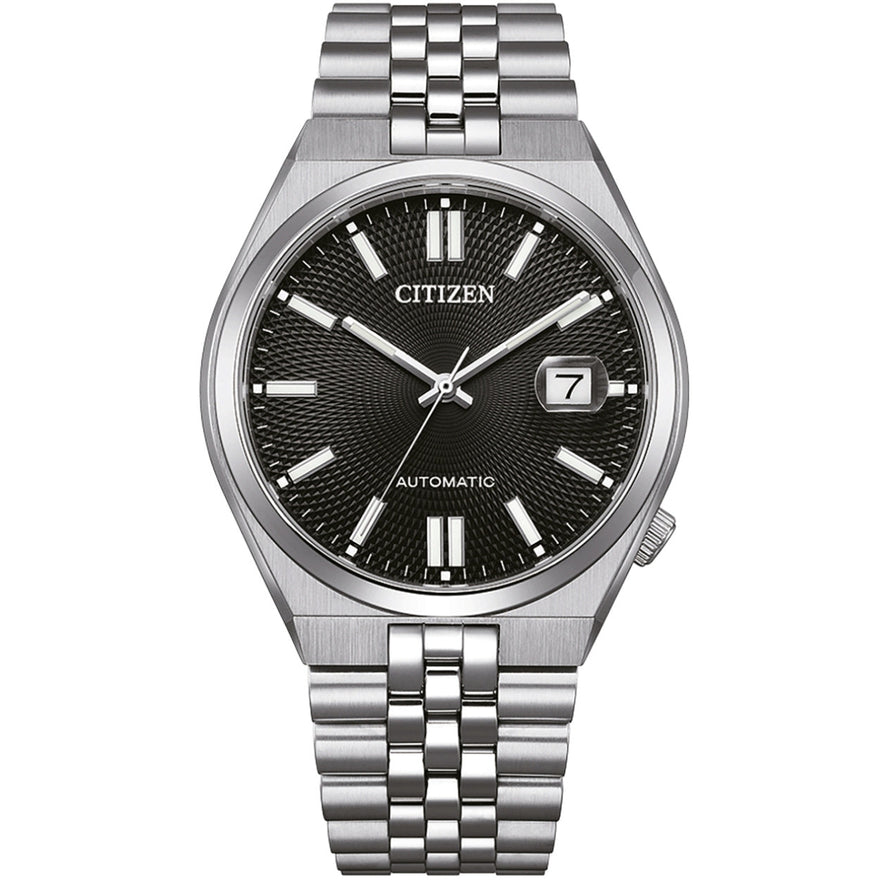 Citizen Tsuyosa 60 Collection NK0020-55E analog unisexklocka med svart urtavla och armband i rostfritt stål