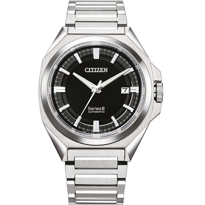 Citizen Series 8 NB6010-81E analog herrklocka med svart urtavla och armband i rostfritt stål