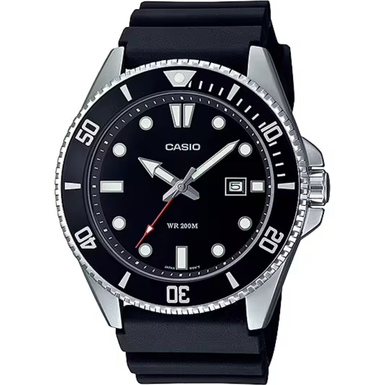 Casio Collection MDV-107-1A1VEF analog herrklocka med svart urtavla och armband i gummi