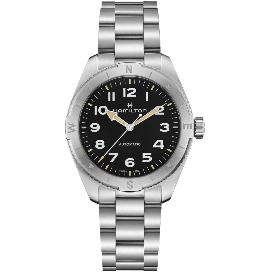 Hamilton Khaki Field Expedition Auto H70315130 analog herrklocka med svart urtavla och armband i rostfritt stål