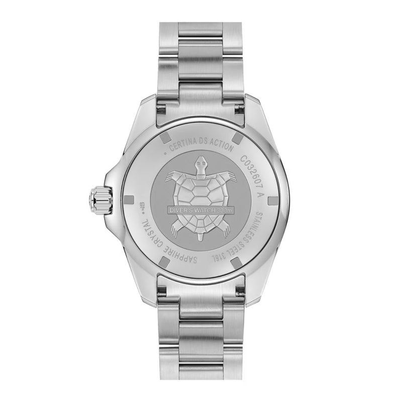 Certina DS Action Diver C032.607.11.051.00 analog herrklocka med svart urtavla och armband i rostfritt stål