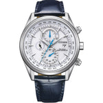Citizen Radio Controlled Eco-Drive AT8260-18A analog herrklocka med vit urtavla och armband i läder