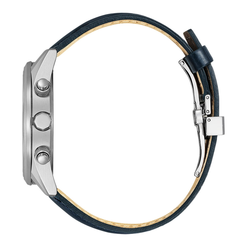 Citizen Radio Controlled Eco-Drive AT8260-18A analog herrklocka med vit urtavla och armband i läder
