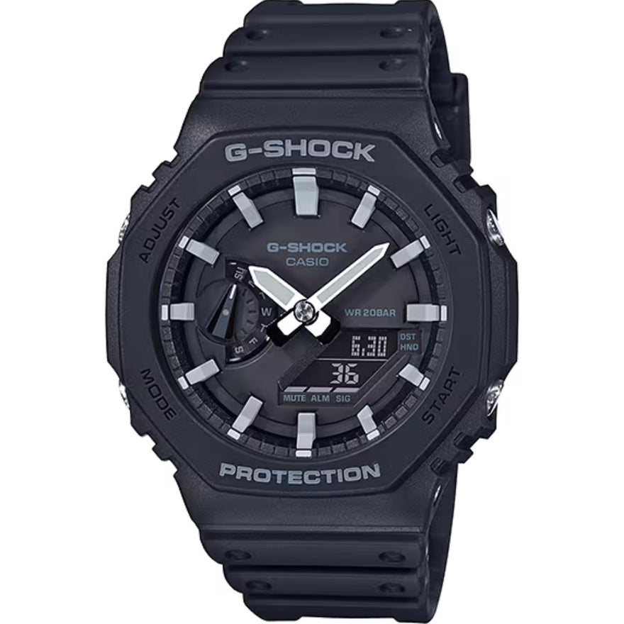 Casio G-Shock GA-2100-1AER analog unisexklocka med svart urtavla och armband i resin