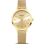 Bering Classic polished gold 13434-333 analog damklocka med guld urtavla och armband i rostfritt stål
