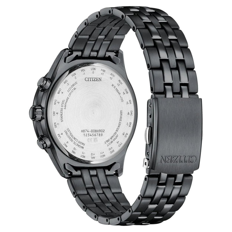 Citizen Radio Controlled BY1035-56L analog herrklocka med blå urtavla och armband i rostfritt stål