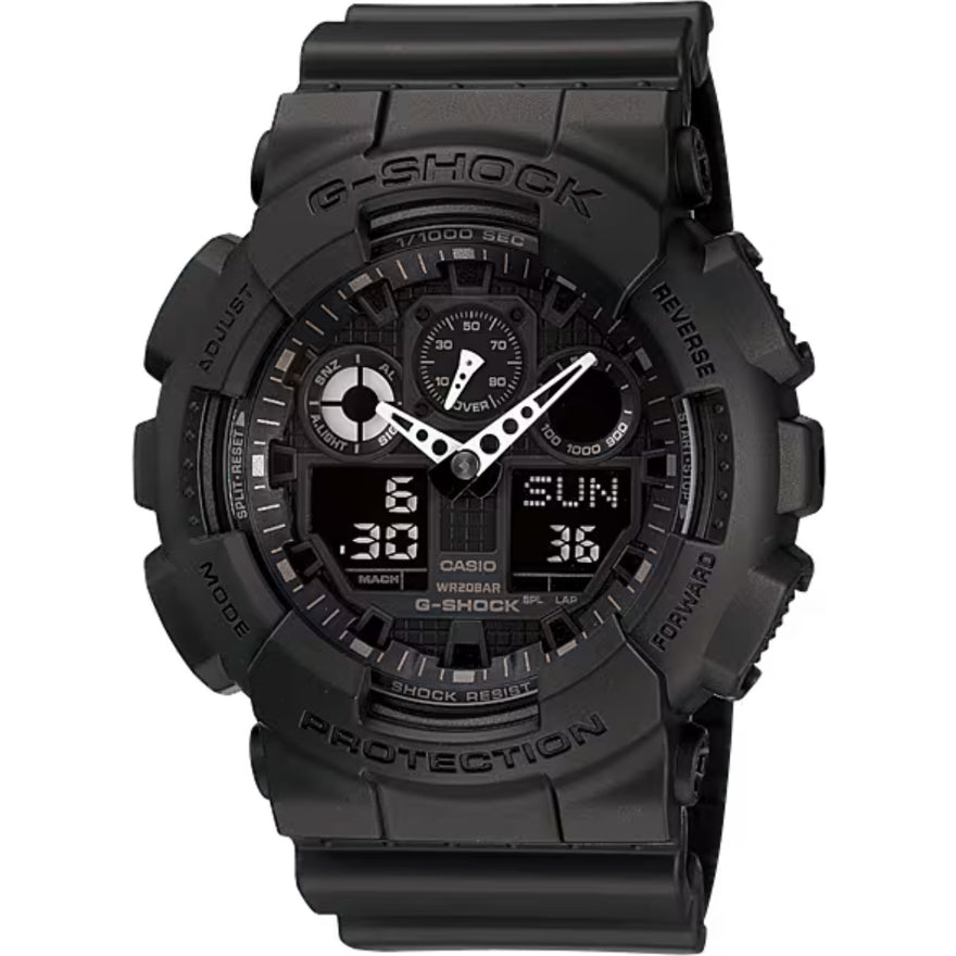 Casio G-Shock GA-100-1A1ER analog herrklocka med svart urtavla och armband i resin