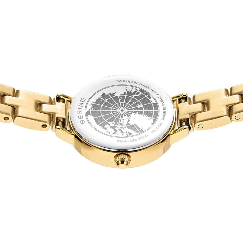 Bering Classic 11022-734 analog damklocka med vit urtavla och armband i rostfritt stål