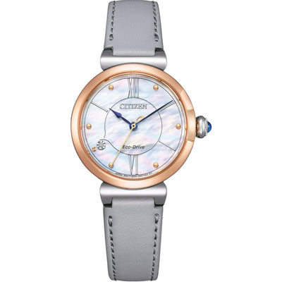 Citizen May bells EM1074-15D analog damklocka med pärlemor urtavla och armband i läder