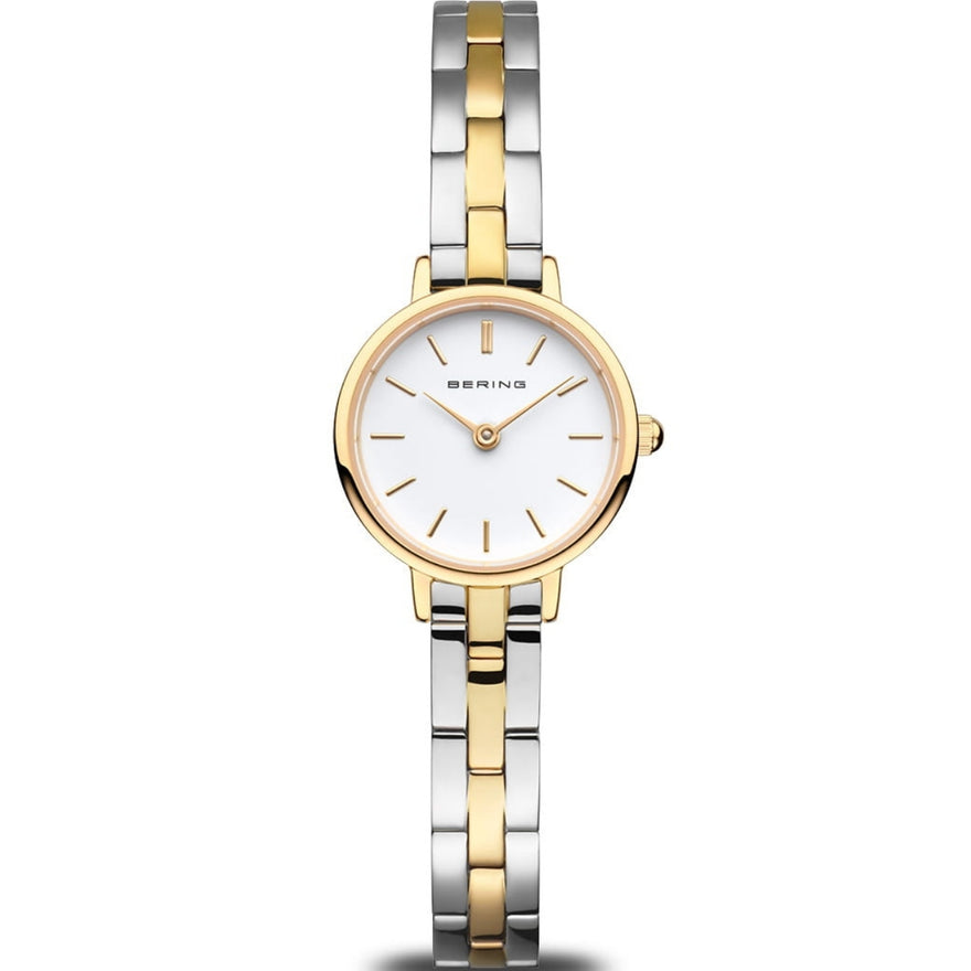 Bering Classic 11022-714 analog damklocka med vit urtavla och armband i rostfritt stål