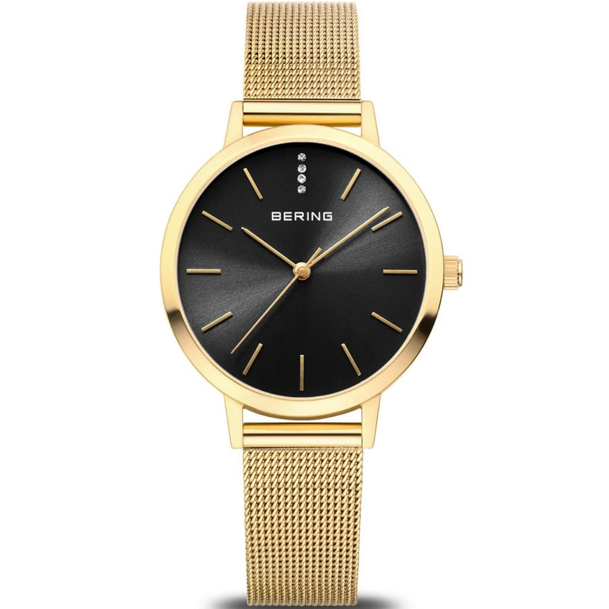 Bering Classic 13434-332 analog damklocka med svart urtavla och armband i rostfritt stål