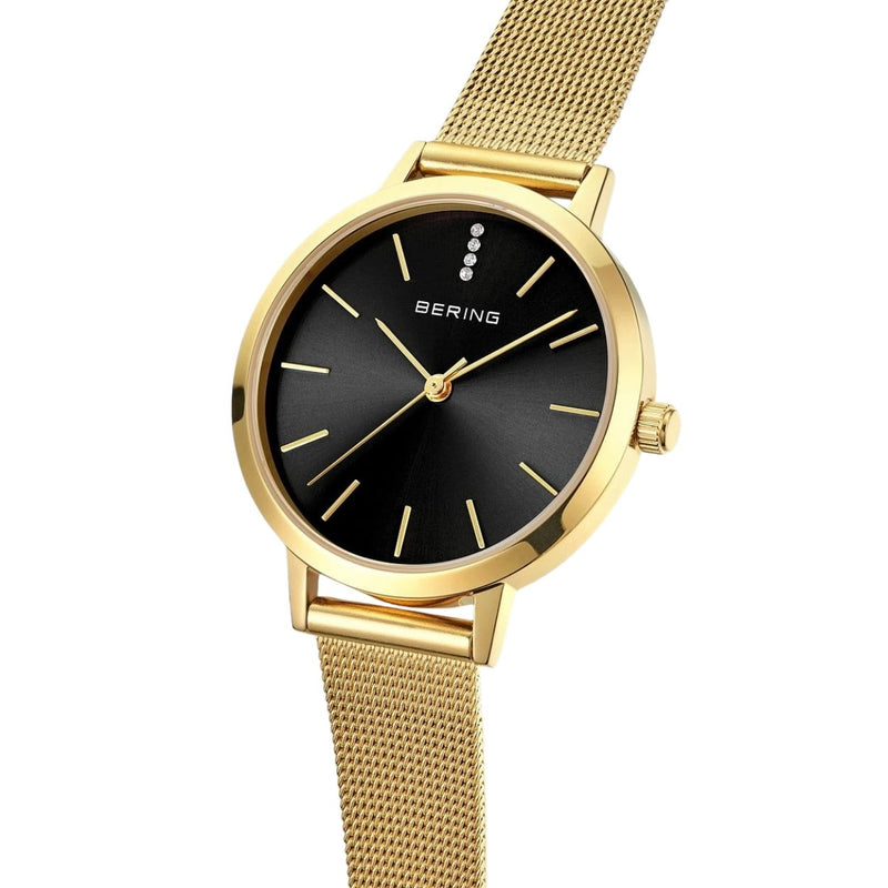 Bering Classic 13434-332 analog damklocka med svart urtavla och armband i rostfritt stål
