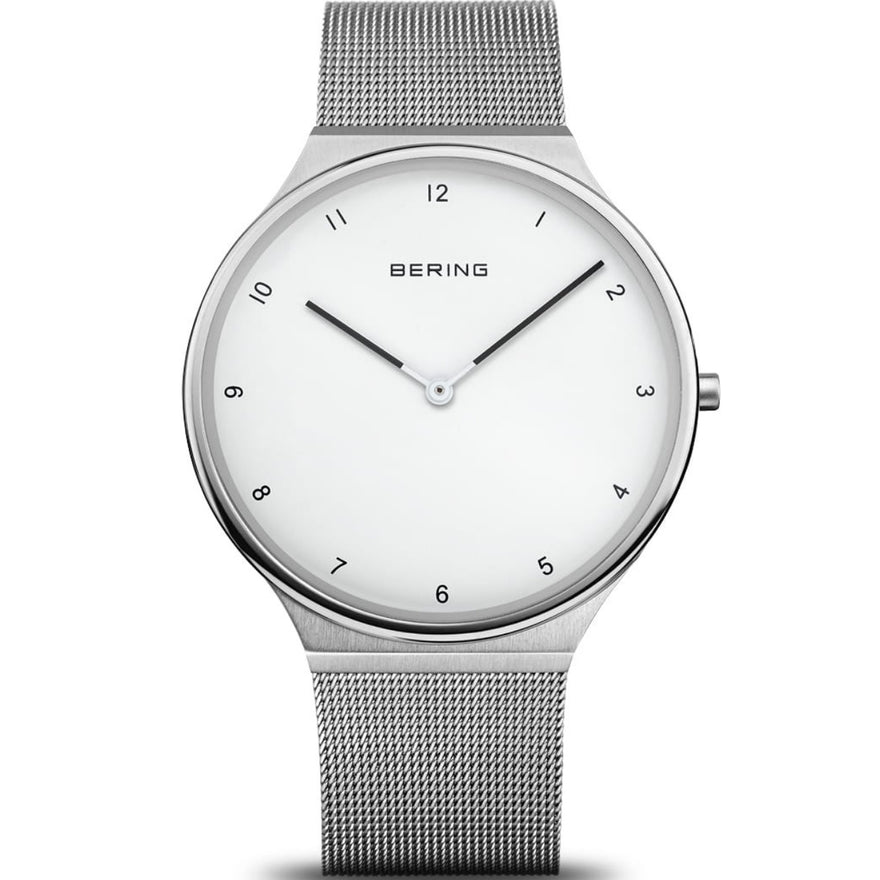 Bering Ultra Slim 18440-004 analog unisexklocka med vit urtavla och armband i rostfritt stål