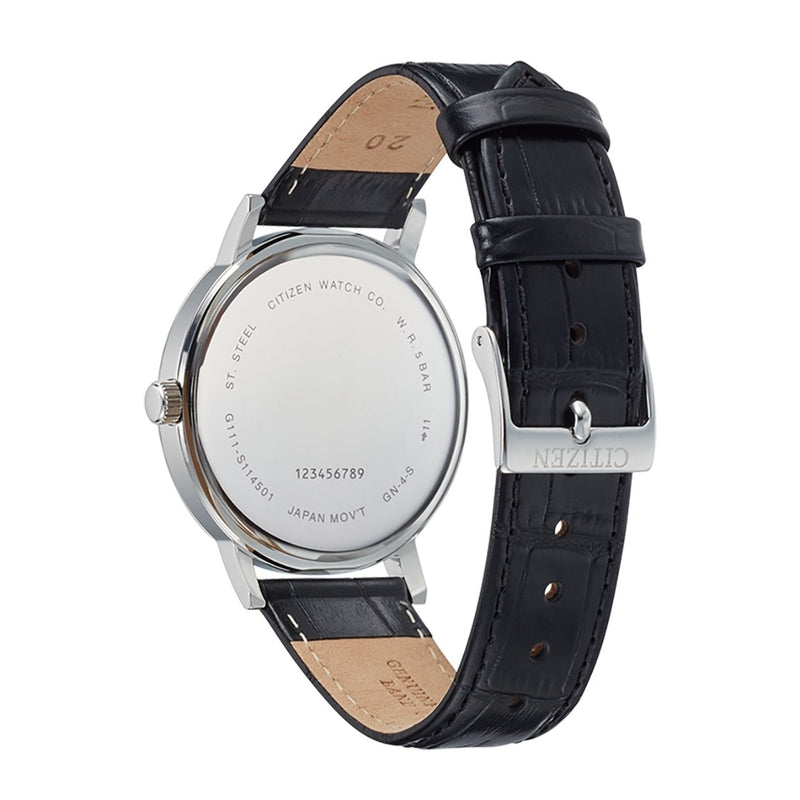 Citizen Dress BI5070-06A analog herrklocka med vit urtavla och armband i läder