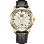Citizen Classic AW0153-04AC analog herrklocka med vit urtavla och armband i läder