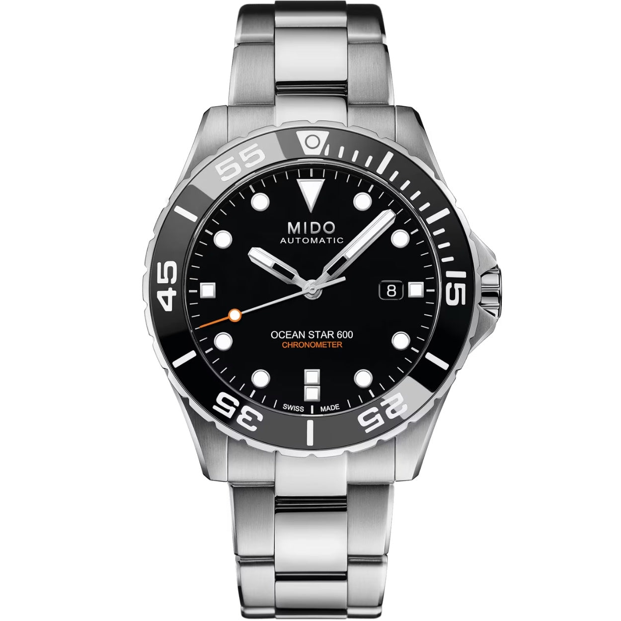 Mido Ocean Star 600 M026.608.11.051.00 analog herrklocka med svart urtavla och armband i rostfritt stål