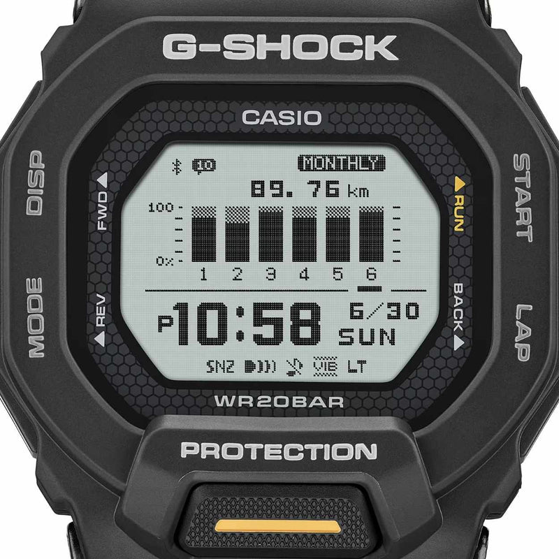 Casio G-SHOCK GBD-200-1A1ER digital herrklocka med svart urtavla och armband i resin