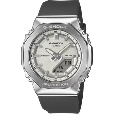 Casio G-Shock GM-S2110-1A7ER analog unisexklocka med silver urtavla och armband i resin