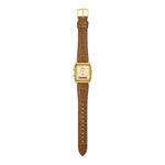 Casio Vintage AQ-230EGL-9AEF analog unisexklocka med guld urtavla och armband i läder