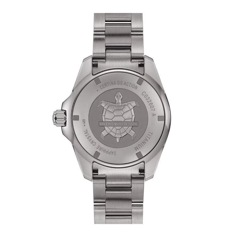Certina DS Action Diver Powermatic 80 C032.607.44.051.00 analog herrklocka med svart urtavla och armband i titan