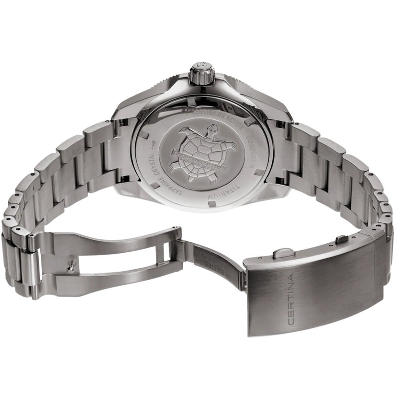 Certina DS Action Diver Powermatic 80 C032.607.44.051.00 analog herrklocka med svart urtavla och armband i titan