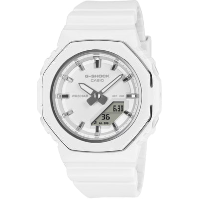 Casio G-Shock GMA-P2110-7AER ana-digi damklocka med vit urtavla och armband i resin