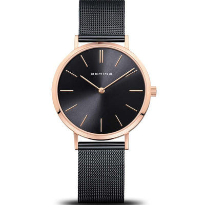 Bering Classic 14134-166 analog damklocka med svart urtavla och armband i rostfritt stål