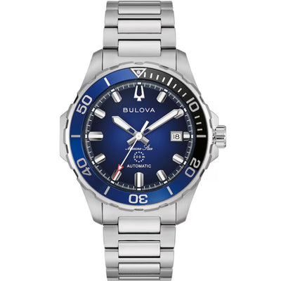 Bulova Marine Star 98B466 analog herrklocka med blå urtavla och armband i rostfritt stål