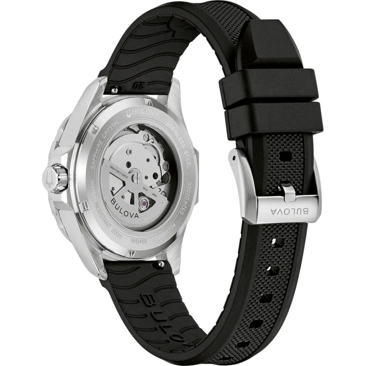 Bulova Marine Star 98B465 analog herrklocka med svart urtavla och armband i resin