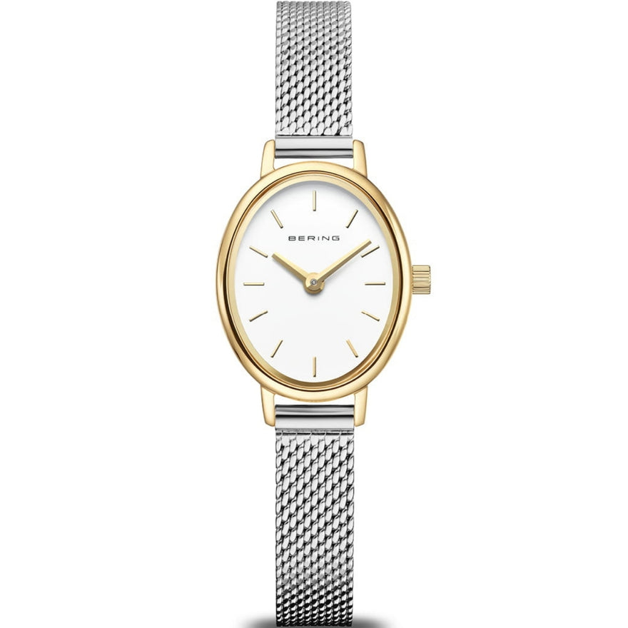 Bering Classic 11020-010 analog damklocka med vit urtavla och armband i rostfritt stål