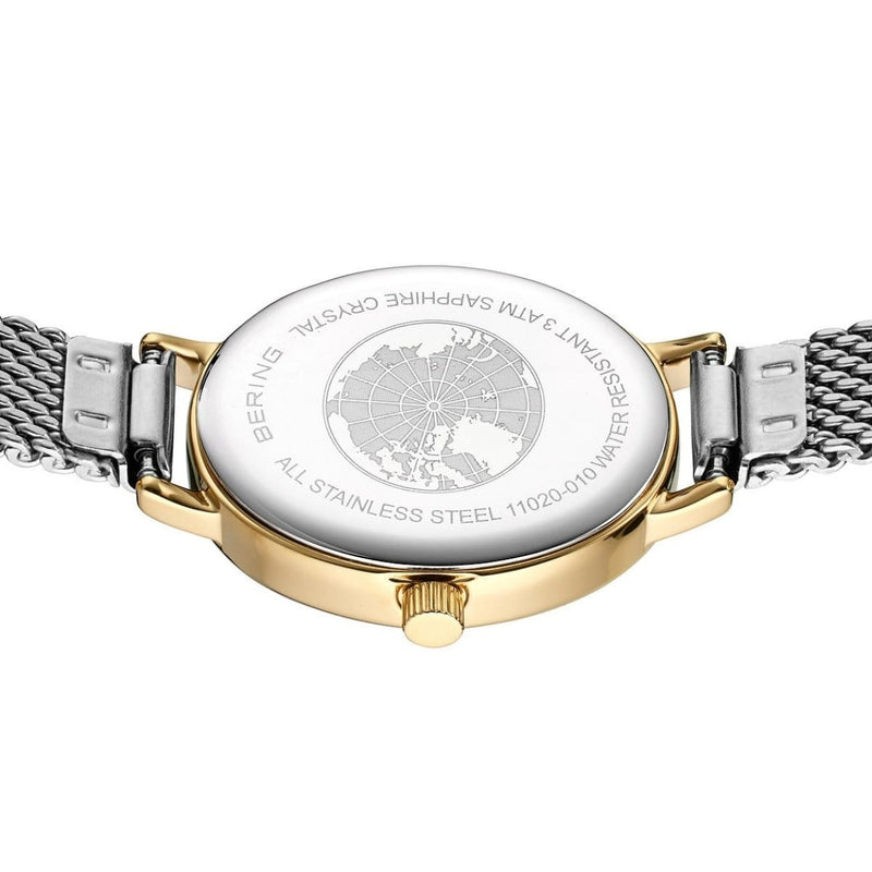 Bering Classic 11020-010 analog damklocka med vit urtavla och armband i rostfritt stål