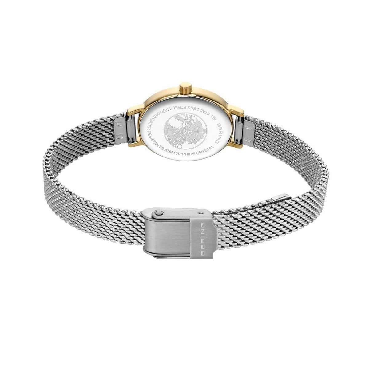 Bering Classic 11020-010 analog damklocka med vit urtavla och armband i rostfritt stål