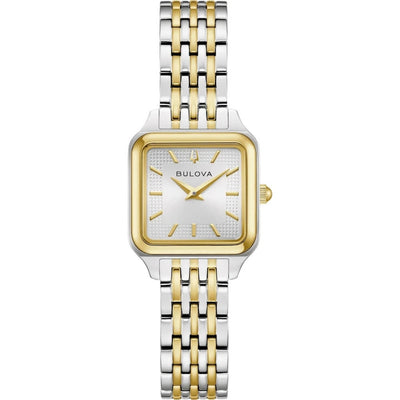 Bulova Sutton 98L330 analog damklocka med silver urtavla och armband i rostfritt stål