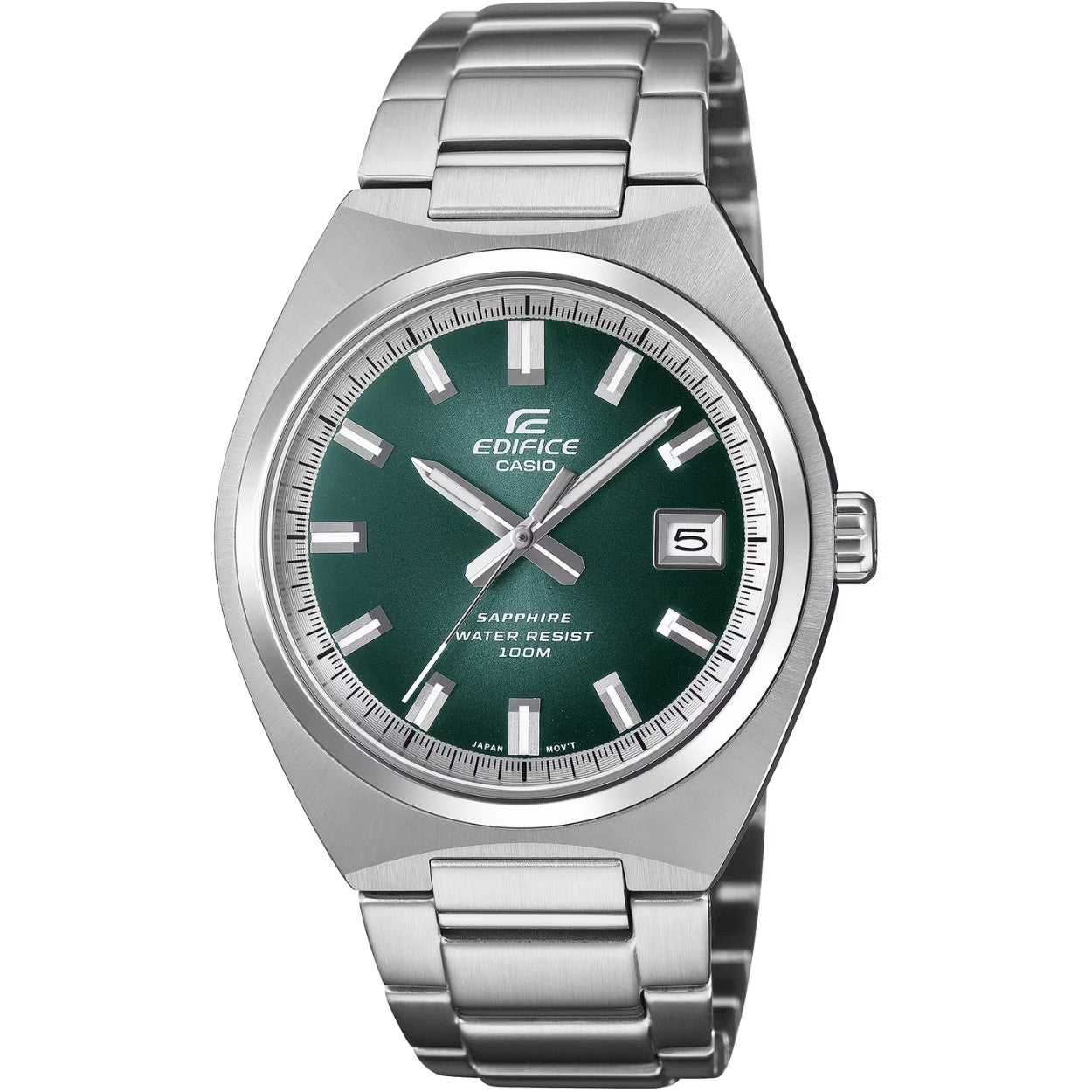 Casio Edifice EFB-109D-3AVEF analog herrklocka med grön urtavla och armband i rostfritt stål