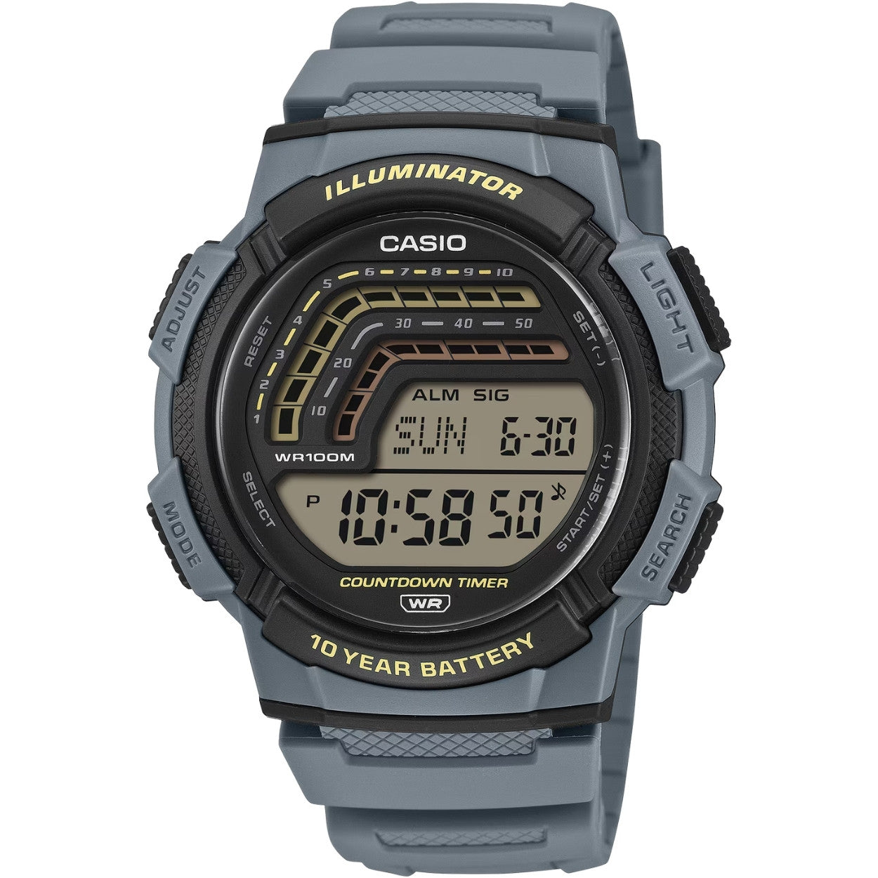 Casio Timeless WS-1800-2AVEF digital unisexklocka med svart urtavla och armband i resin